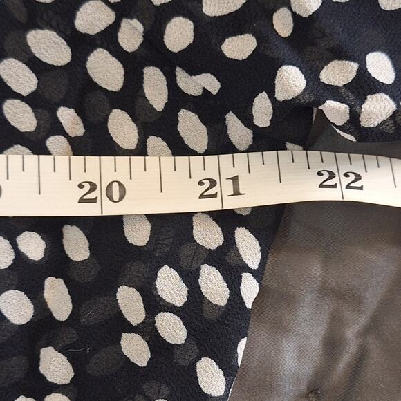 Ann Taylor Shirt Womens 10 Black White Polka Dot Chiffon Faux Wrap Sheer Classic - Picture 6 of 7